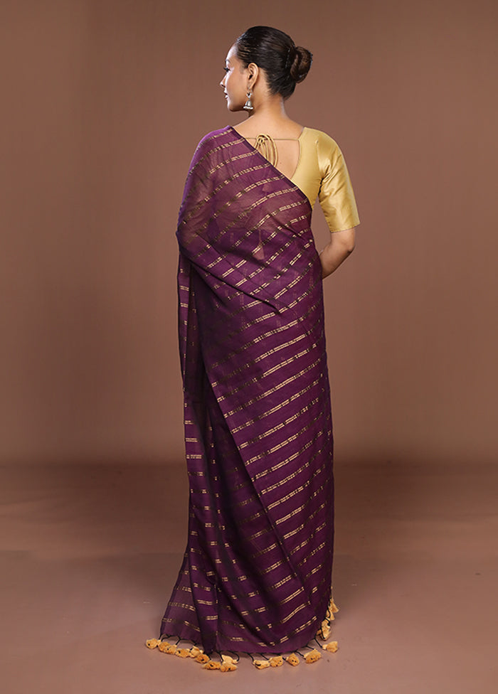 Purple Matka Silk Saree Without Blouse Piece