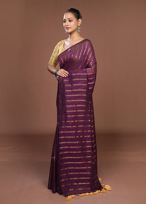 Purple Matka Silk Saree Without Blouse Piece