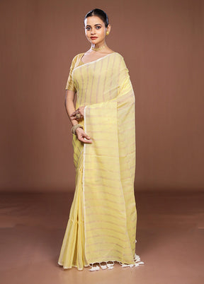 Cream Matka Silk Saree With Blouse Piece
