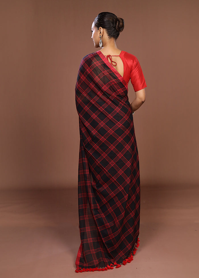 Black Matka Silk Saree With Blouse Piece