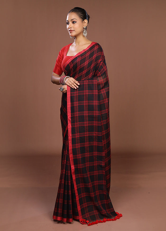 Black Matka Silk Saree With Blouse Piece