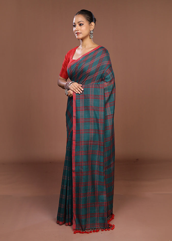 Green Matka Silk Saree With Blouse Piece