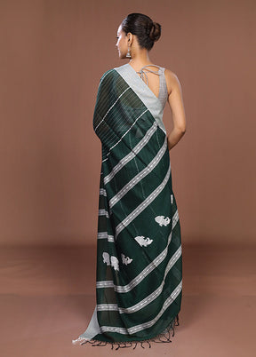Green Matka Silk Saree With Blouse Piece