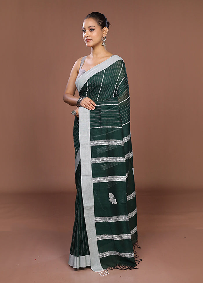 Green Matka Silk Saree With Blouse Piece