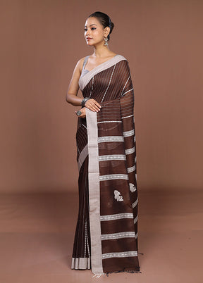 Brown Matka Silk Saree With Blouse Piece