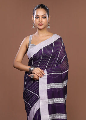 Blue Matka Silk Saree With Blouse Piece