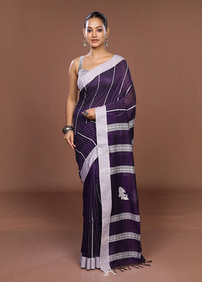 Blue Matka Silk Saree With Blouse Piece