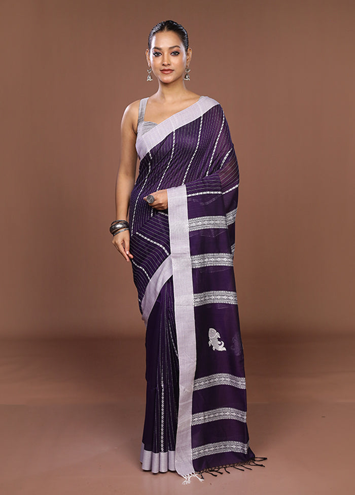 Blue Matka Silk Saree With Blouse Piece