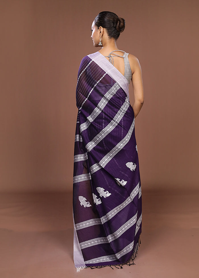 Blue Matka Silk Saree With Blouse Piece