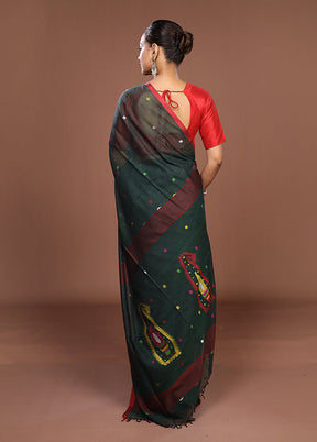 Green Matka Silk Saree With Blouse Piece