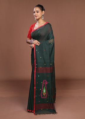 Green Matka Silk Saree With Blouse Piece