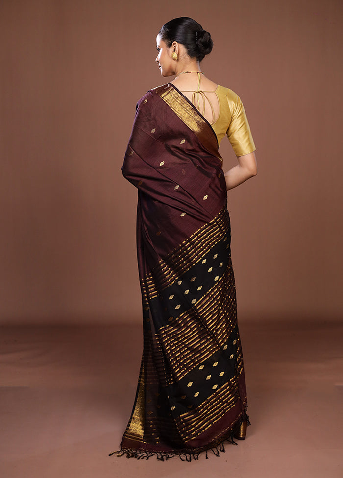 Purple Handloom Matka Pure Silk Saree With Blouse Piece