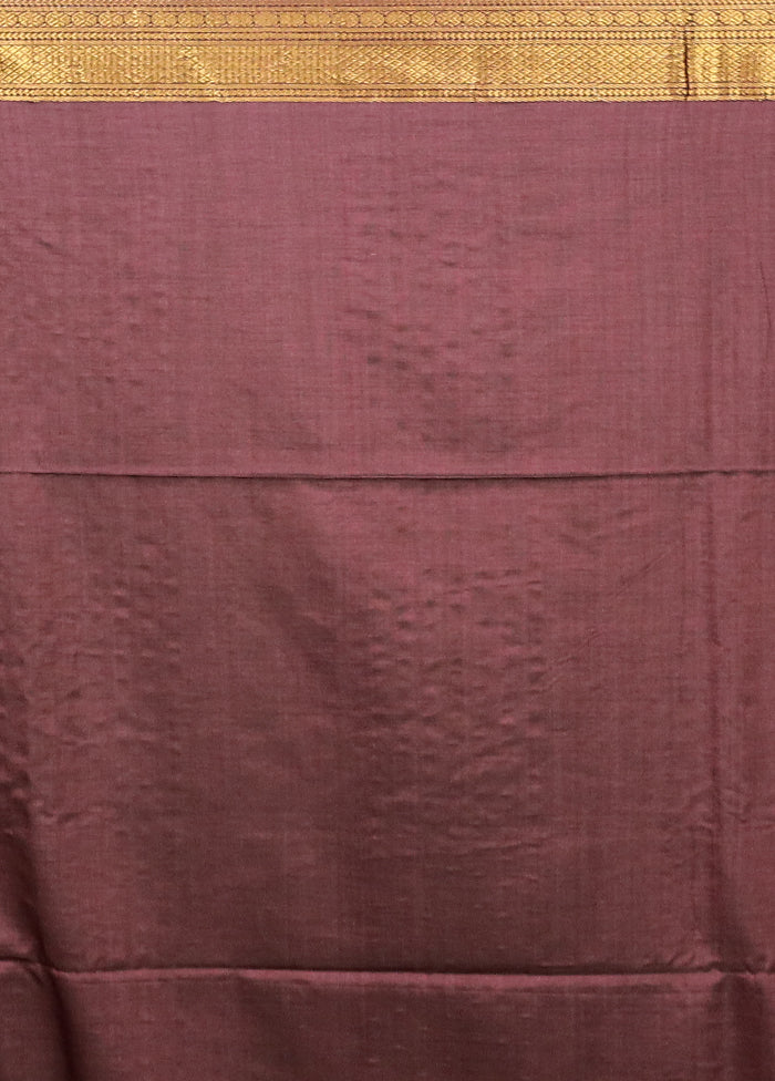 Purple Handloom Matka Pure Silk Saree With Blouse Piece