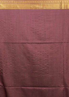 Purple Handloom Matka Pure Silk Saree With Blouse Piece