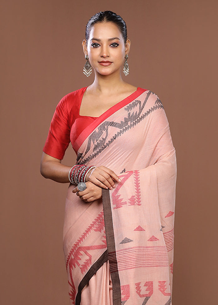 Pink Matka Silk Saree With Blouse Piece