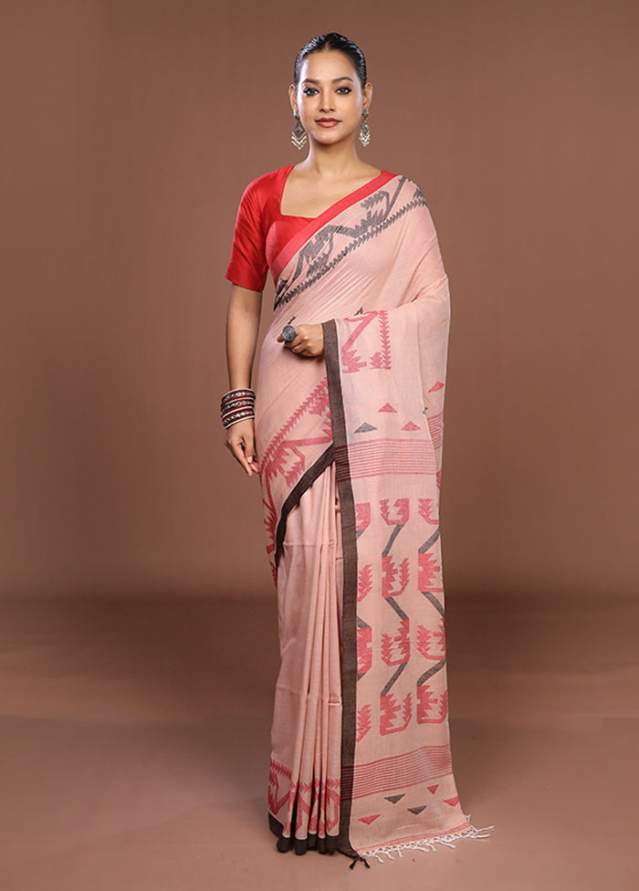Pink Matka Silk Saree With Blouse Piece
