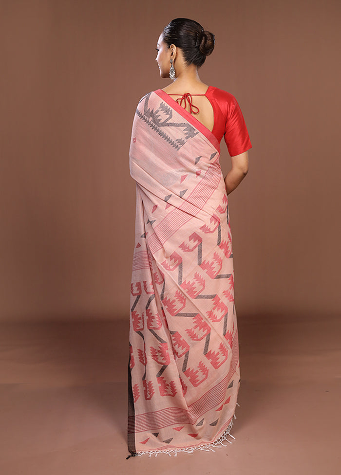 Pink Matka Silk Saree With Blouse Piece