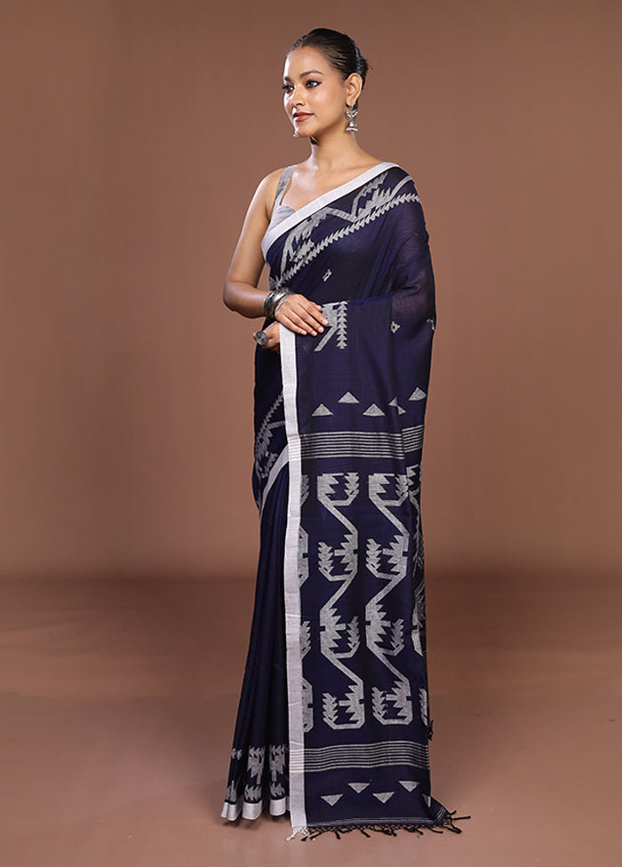 Black Matka Silk Saree With Blouse Piece