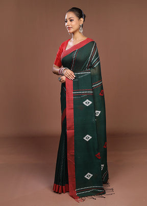 Green Matka Silk Saree With Blouse Piece