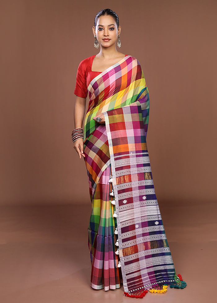 Multicolor Matka Silk Saree With Blouse Piece