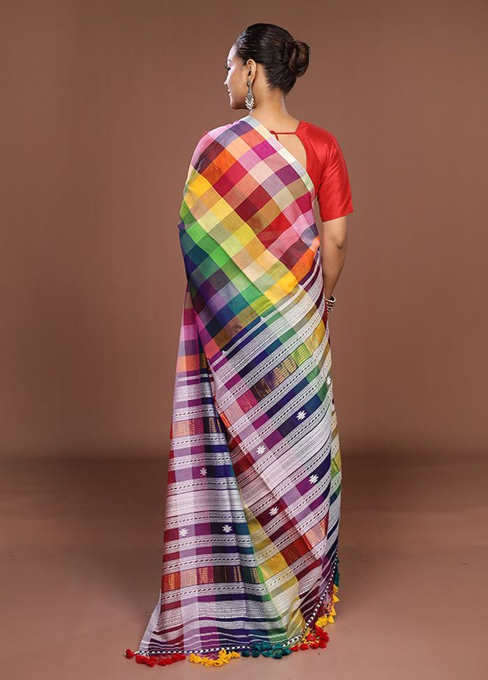 Multicolor Matka Silk Saree With Blouse Piece