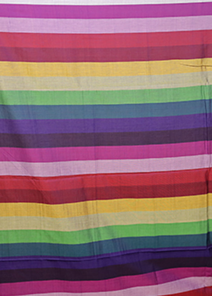 Multicolor Matka Silk Saree With Blouse Piece