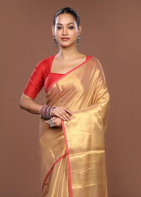 Gold Matka Silk Saree With Blouse Piece