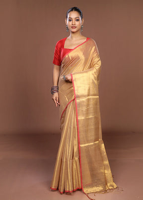 Gold Matka Silk Saree With Blouse Piece
