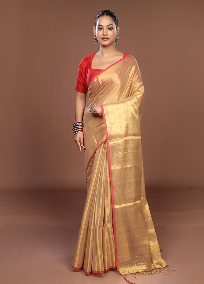 Gold Matka Silk Saree With Blouse Piece
