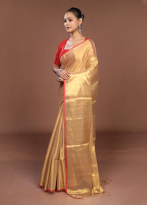 Gold Matka Silk Saree With Blouse Piece
