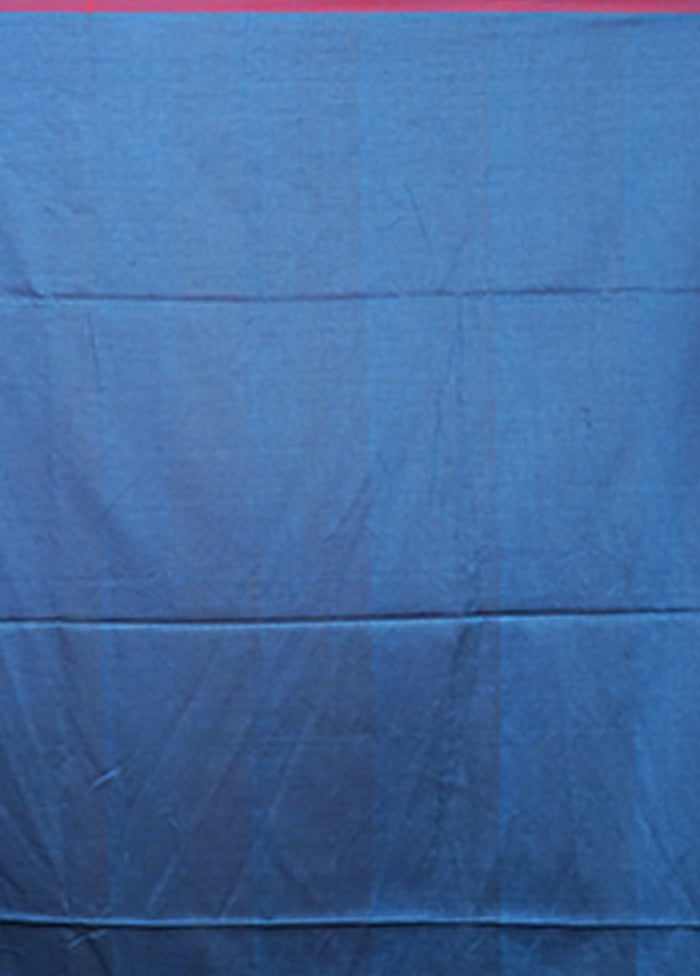 Blue Matka Silk Saree With Blouse Piece