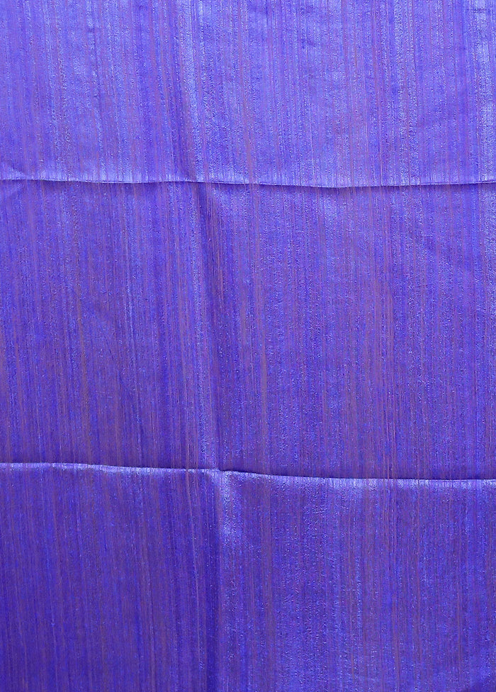 Blue Handloom Matka Pure Silk Saree With Blouse Piece