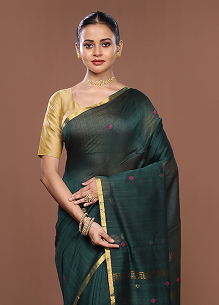 Black Matka Silk Saree With Blouse Piece