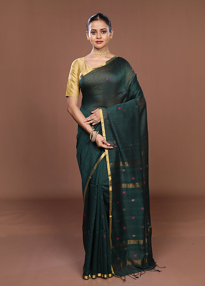 Black Matka Silk Saree With Blouse Piece