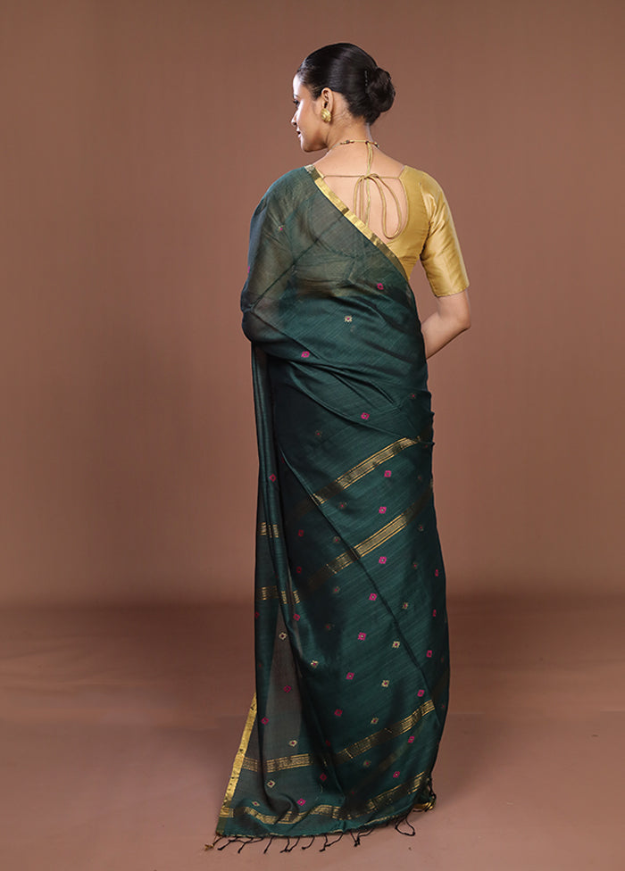 Black Matka Silk Saree With Blouse Piece