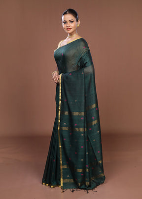 Black Matka Silk Saree With Blouse Piece