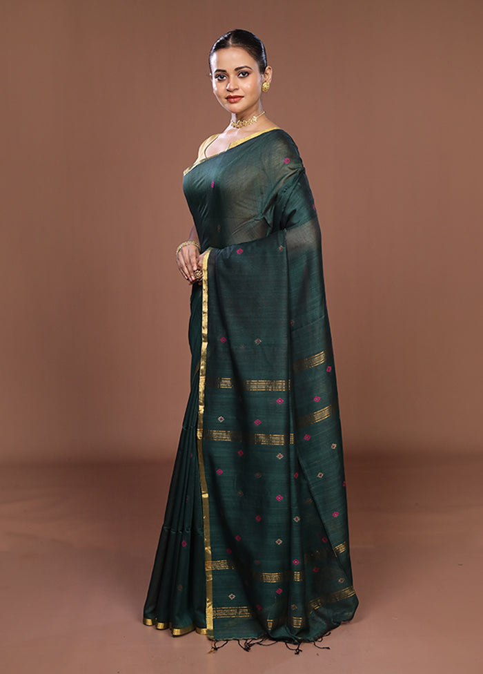 Black Matka Silk Saree With Blouse Piece