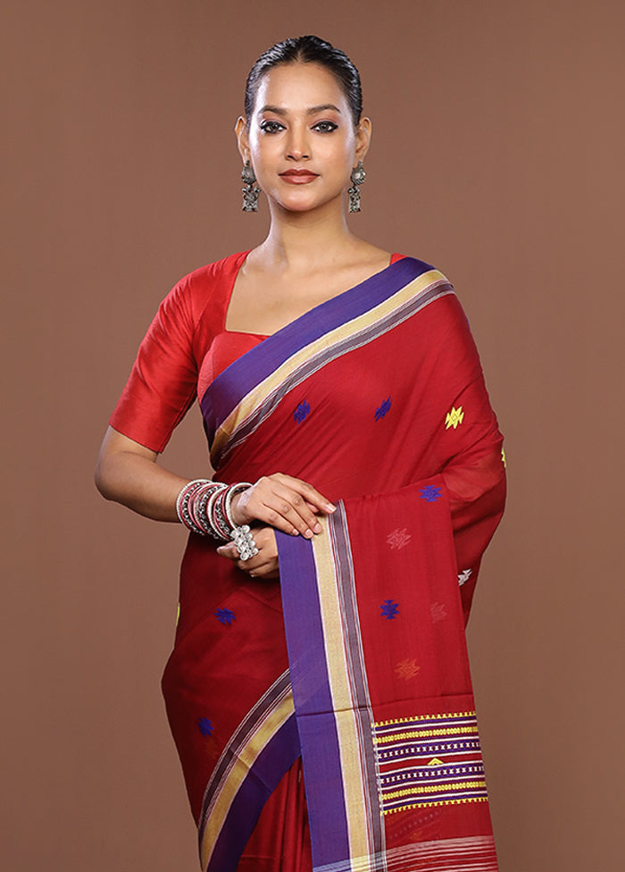 Maroon Matka Silk Saree With Blouse Piece