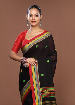 Black Matka Silk Saree With Blouse Piece