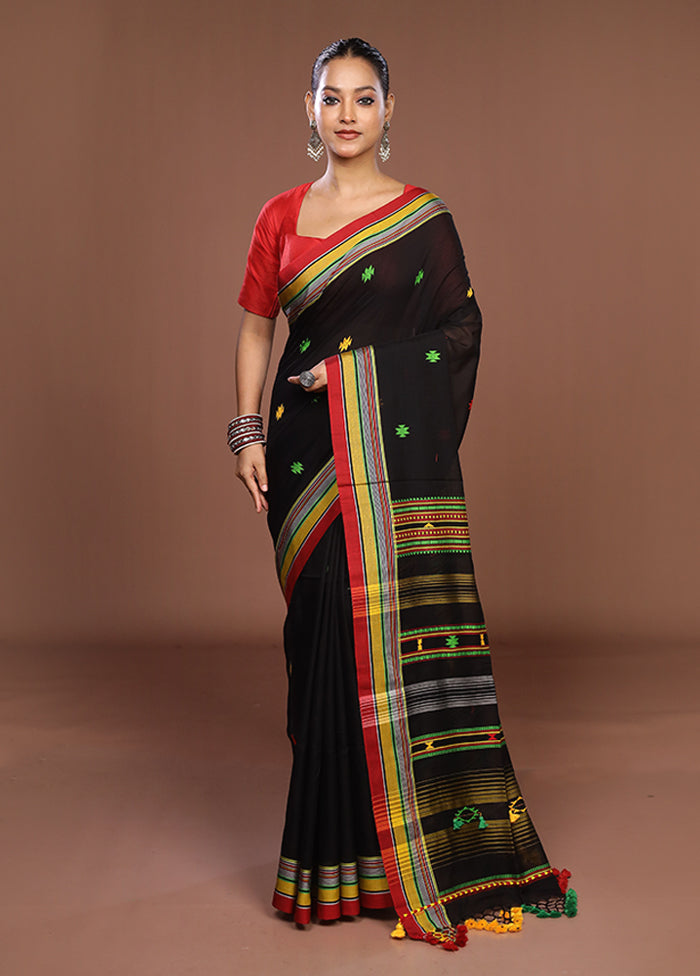 Black Matka Silk Saree With Blouse Piece