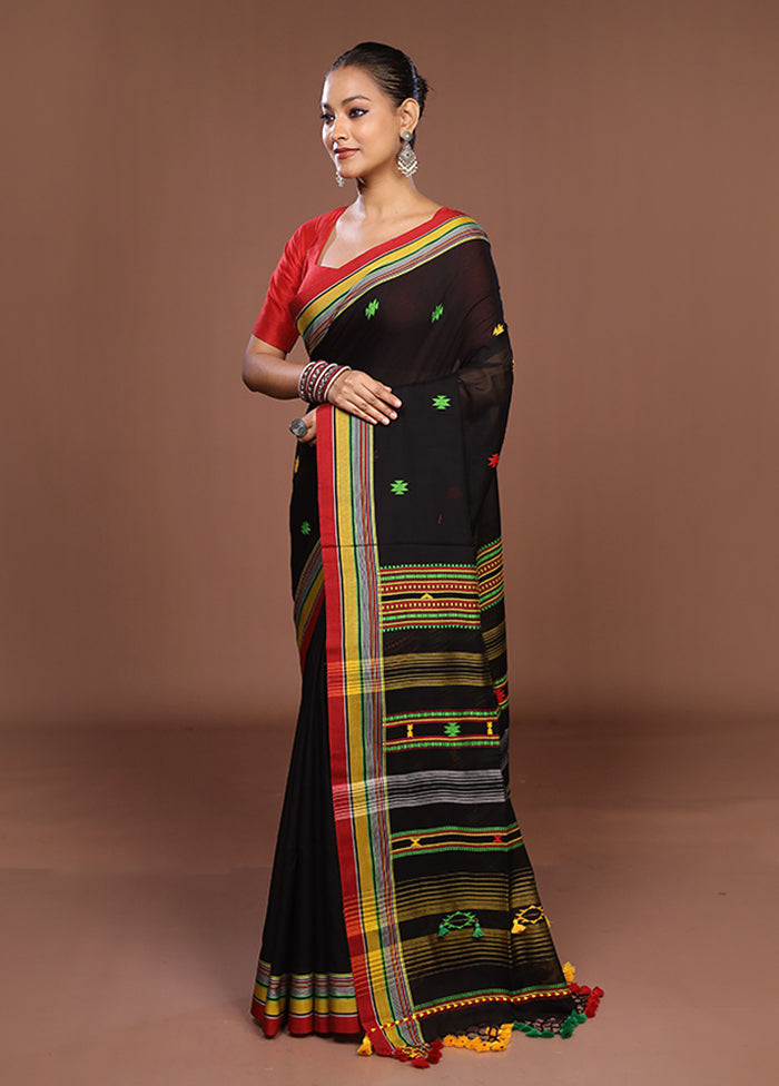 Black Matka Silk Saree With Blouse Piece