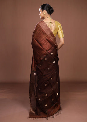 Maroon Handloom Matka Pure Silk Saree With Blouse Piece