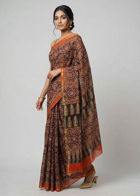 Maroon Chanderi Silk Saree With Blouse Piece
