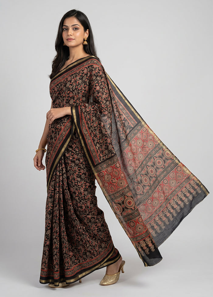 Grey Chanderi Silk Saree With Blouse Piece