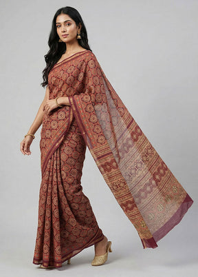 Purple Chanderi Silk Saree With Blouse Piece