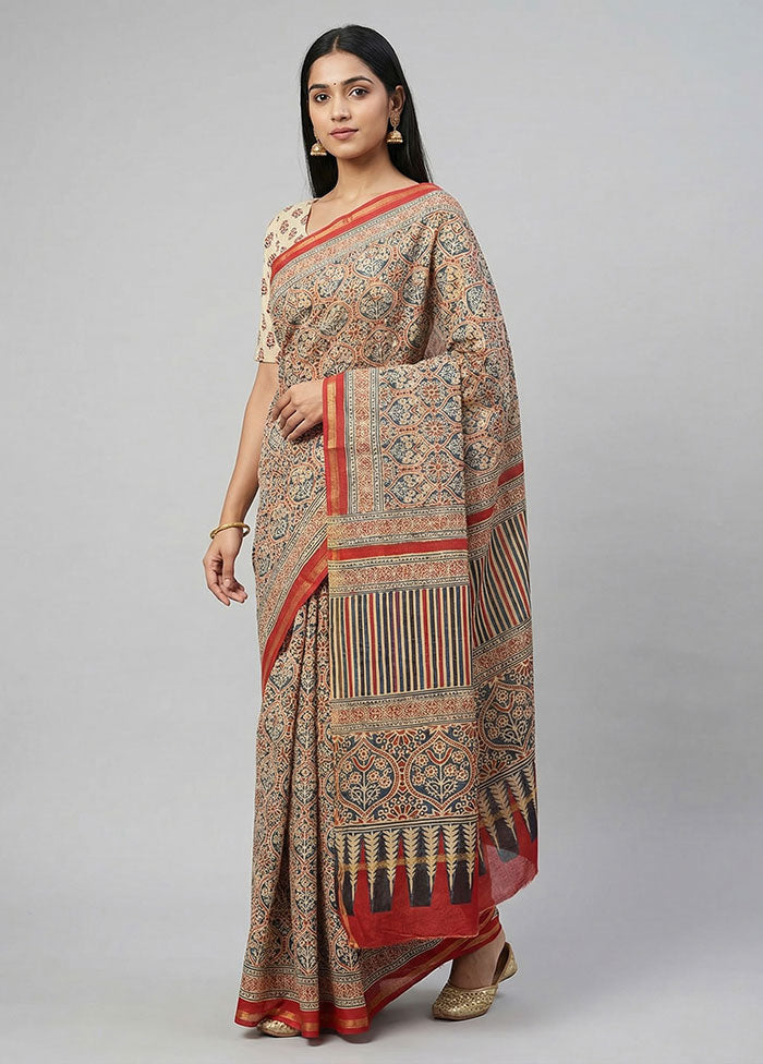 Blue Chanderi Silk Saree With Blouse Piece