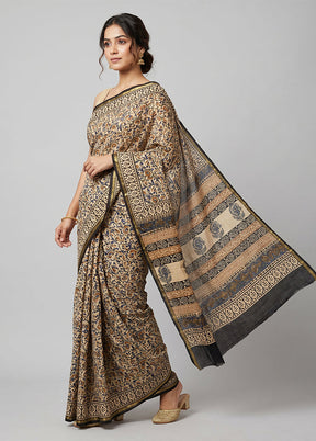 Cream Chanderi Silk Saree With Blouse Piece