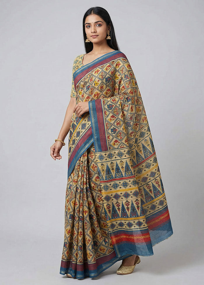 Multicolor Chanderi Silk Saree With Blouse Piece