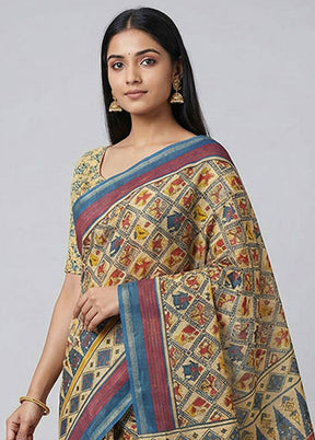 Multicolor Chanderi Silk Saree With Blouse Piece