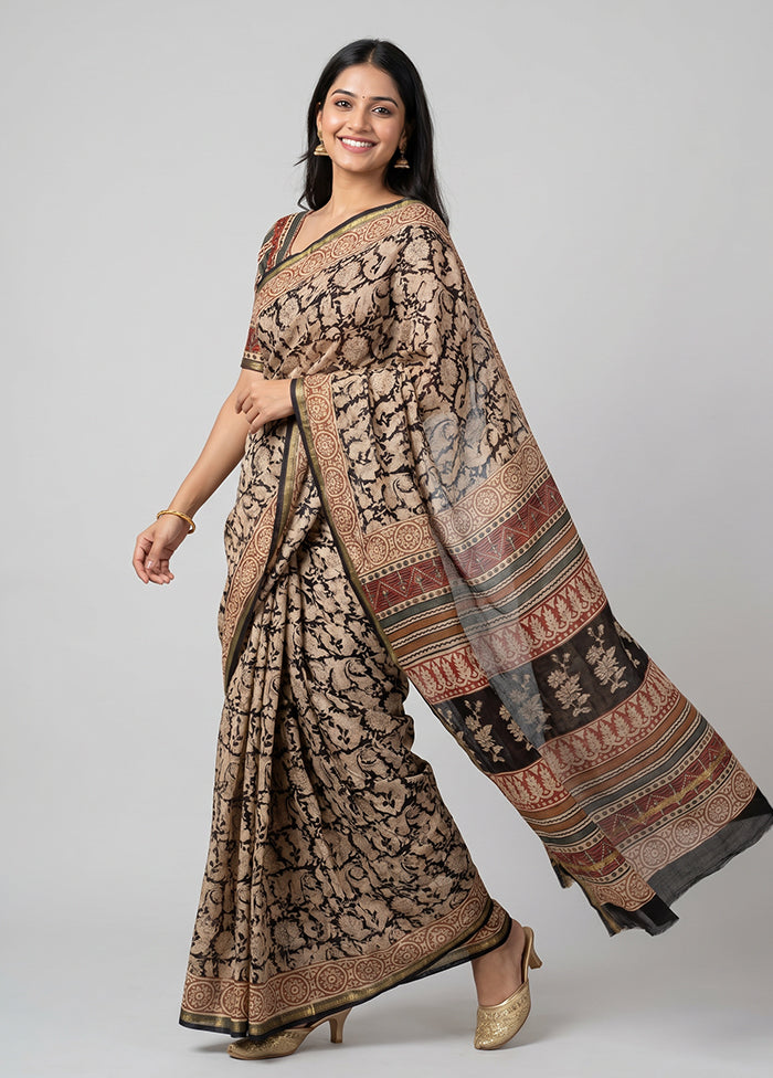 Blue Chanderi Silk Saree With Blouse Piece